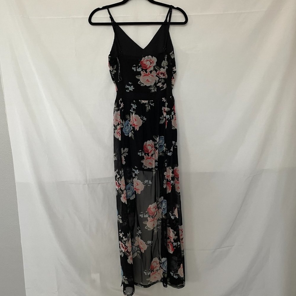 J for Justify, maxi romper with short, floral sheer, backless, size S - Picture 2 of 8